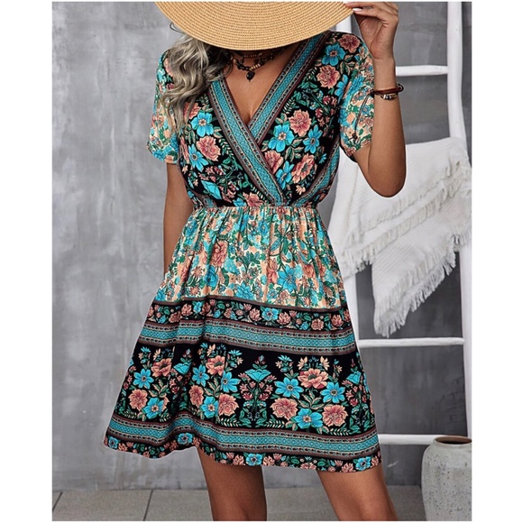 BellanBlue | Dresses | Boho Floral Tropical Print Cottagecore Dress ...